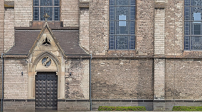 Hochaufgelöster Fotogrammetrie Scan einer Kirchenmauer